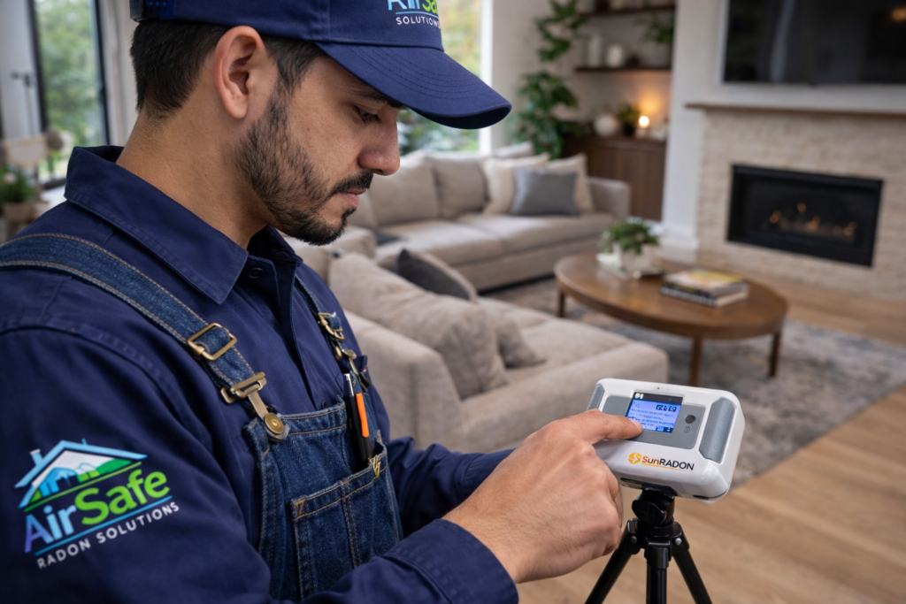 Radon mitigation system installation on a Denver Colorado home